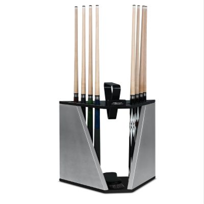 Playcraft MONACO 8 Cue Billiard Equipment Floor Rack, Black on Silver