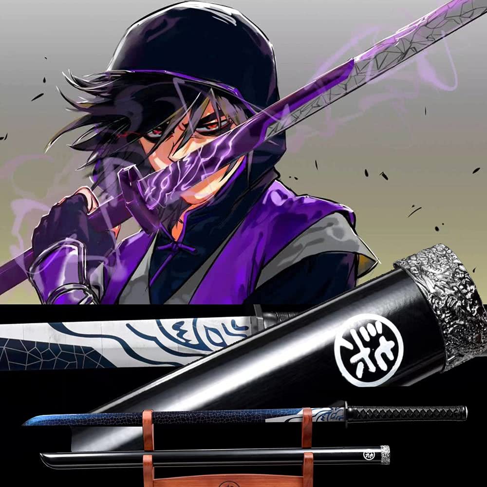 Assassin Five six Seven Anime Replica Cosplay Katana for Shadow Japanese Samurai Sword Blue Blade Knife Handmade 9260 Spring Steel (#3 The Original Shadow Knife)