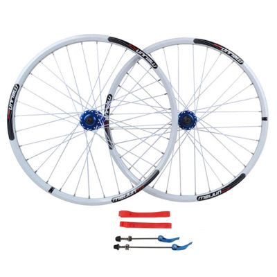 SJHFG 26'' Mountain Bike Wheels,32 Holes Double Wall Disc Brake Rim Quick Release Aluminum Alloy Wheels Support 26 * 1.35-2.35 Tires (Color : White)