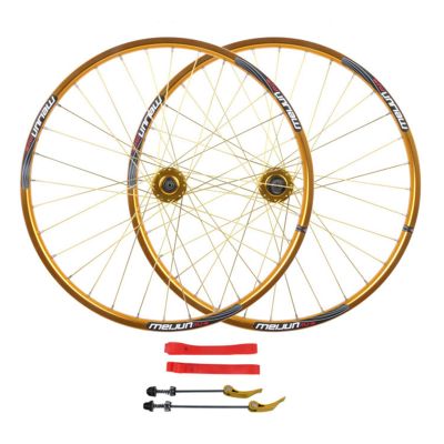 SJHFG 26'' Mountain Bike Wheels,32 Holes Double Wall Disc Brake Rim Quick Release Aluminum Alloy Wheels Support 26 * 1.35-2.35 Tires (Color : Yellow)