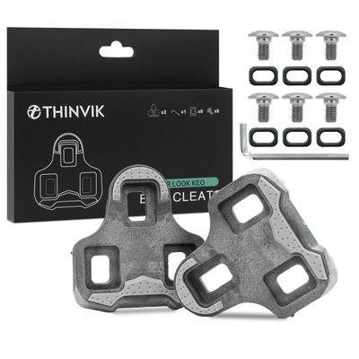 Thinvik Bike Cleats for Look Keo Grip,Road Bike for Look Keo Cleat with Anti-Slip Rubber Desgin.Bicycle Cleat Set for Indoor&Outdoor Cycling- 0 Float Degree
