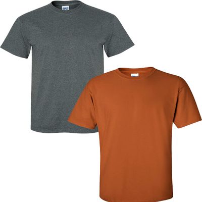 Gildan Men's Ultra Cotton T-Shirt, Style G2000, 2-Pack SML-DarkHeather+TexasOrange