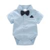 Boarnseorl Baby Boys Gentleman Outfits Suits, Infant Shirt+Shorts+Bow Tie+Suspender Clothes Set,12-18M view 2