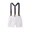 Boarnseorl Baby Boys Gentleman Outfits Suits, Infant Shirt+Shorts+Bow Tie+Suspender Clothes Set,12-18M view 3