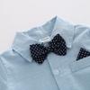 Boarnseorl Baby Boys Gentleman Outfits Suits, Infant Shirt+Shorts+Bow Tie+Suspender Clothes Set,12-18M view 4