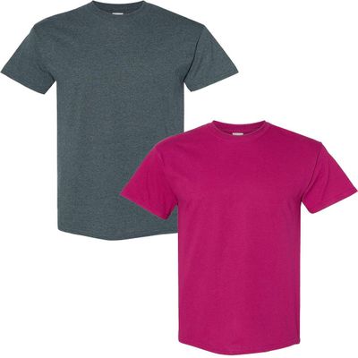 Gildan Men's Heavy Cotton Adult T-Shirt, 2-Pack 2XL+Dark Heather/Berry