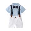 Boarnseorl Baby Boys Gentleman Outfits Suits, Infant Shirt+Shorts+Bow Tie+Suspender Clothes Set,6-9M view 1