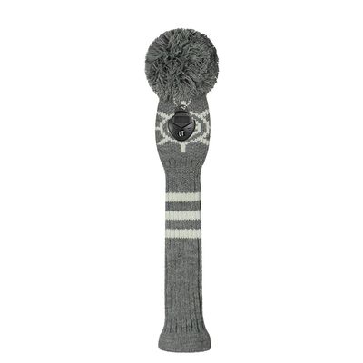 Scott Edward 1PCS Knit Pom Pom Hybrid(UT) Club Protector Golf Club Cover with Rotating Number Tags,Soft,Portable(Gray Rubber)
