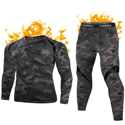 Muezna Men's Thermal Top and Bottom Set Underwear Long Johns Base Layer with Soft Fleece Lined Camouflage