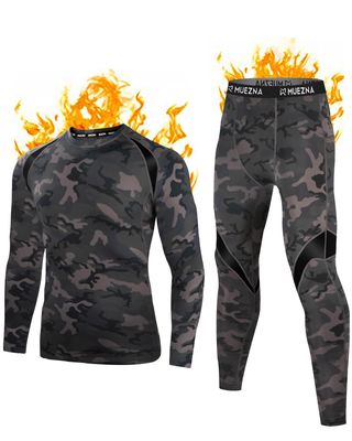 Muezna Men's Thermal Top and Bottom Set Underwear Long Johns Base Layer with Soft Fleece Lined Camouflage