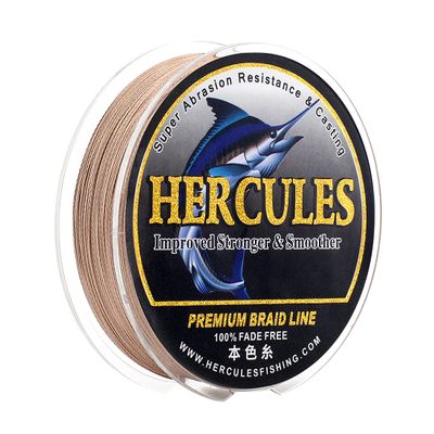 HERCULES Braided Fishing Line, Not Fade, 328 Yards PE Lines, 4 Strands Multifilament Fish Line, 100lb Test for Saltwater and Freshwater, Abrasion Resistant, Brown, 100lb, 300m