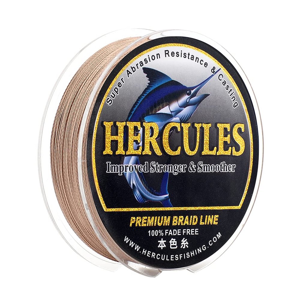 HERCULES Braided Fishing Line, Not Fade, 328 Yards PE Lines, 4 Strands Multifilament Fish Line, 100lb Test for Saltwater and Freshwater, Abrasion Resistant, Brown, 100lb, 300m