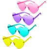 TOODOO 4 Pack Heart Shaped Sunglasses Rimless Candy Color Eyewear Valentines Halloween Accessories(Purple, Pink, Yellow, Lake Blue) view 1