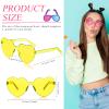 TOODOO 4 Pack Heart Shaped Sunglasses Rimless Candy Color Eyewear Valentines Halloween Accessories(Purple, Pink, Yellow, Lake Blue) view 2