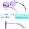 TOODOO 4 Pack Heart Shaped Sunglasses Rimless Candy Color Eyewear Valentines Halloween Accessories(Purple, Pink, Yellow, Lake Blue) view 3