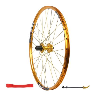26" Rear Wheel,Aluminum Alloy Disc Brake Mountain Bike Single Wheel Double Wall Rim 7/8/9/10 Speed Flywheel (Color : Yellow)