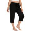 CULAYII Capris for Women High Waist Womens Sweatpants Comfy Sports Drawstring Ladies Joggers Running Yoga Pants for Women with Pockets Black L view 1