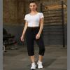 CULAYII Capris for Women High Waist Womens Sweatpants Comfy Sports Drawstring Ladies Joggers Running Yoga Pants for Women with Pockets Black L view 3