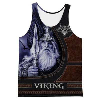 WDBAYXH Nordic Mythology Odin Tattoo Tank Tops, Mens Viking Vintage 3D Print Muscle Athletic Sleeveless Tees Vest, Summer Cool Sport Gym Workout Shirt Tops,Odin2,L
