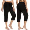 CULAYII Capris with Pocket for Women Quick Dry High Waisted Hiking Lightweight Pants Drawstring Outdoor Pants for Women Black M view 2