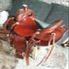Leather Ride Western Saddle Fully Show Saddle with Silver Corner Canchos & Saddlepad (14" INCHES SEAT) view 2