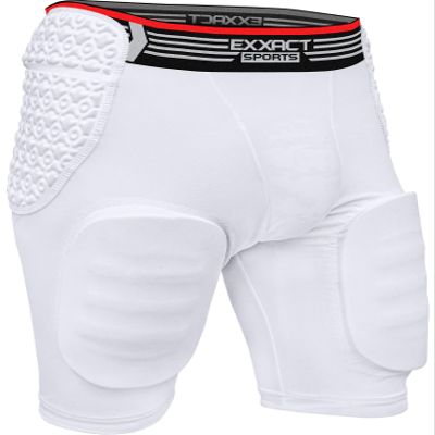 Exxact Sports Rebel 5-Pad Adult Football Girdle for Men with Cup Pocket, Lightweight Padded Compression Shorts with Integrated Hip, Thigh, Tailbone Pads, Men's Girdle Football (White, A2XL)