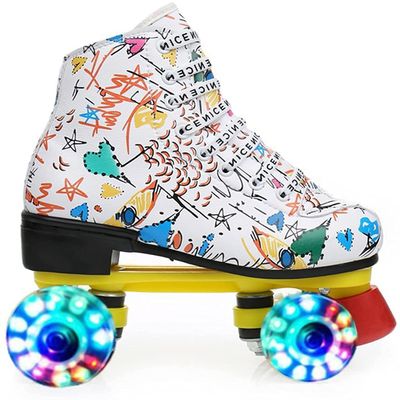 WSJYP Double Row Roller Skates-Comfortable Pu Leather Microfiber Material 4 Roller Skates Suitable for Beginners, Teenagers and Adults,B1-41