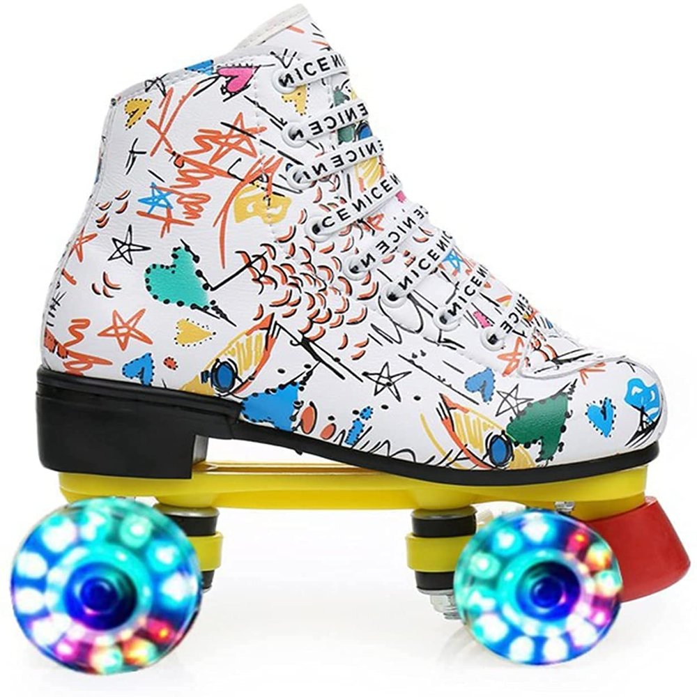 WSJYP Double Row Roller Skates-Comfortable Pu Leather Microfiber Material 4 Roller Skates Suitable for Beginners, Teenagers and Adults,B1-41