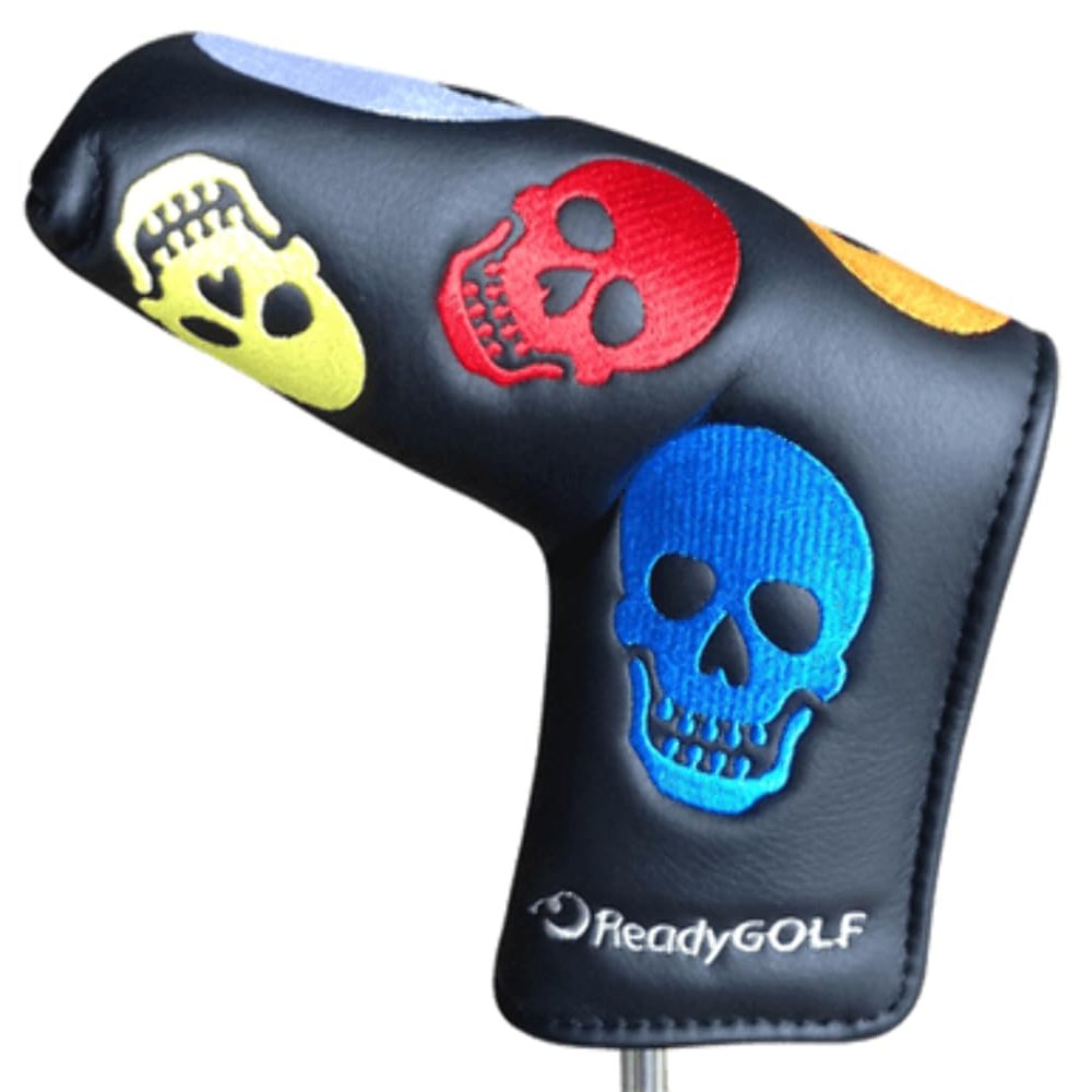 ReadyGolf: Embroidered Blade Putter Cover - Rainbow Skulls