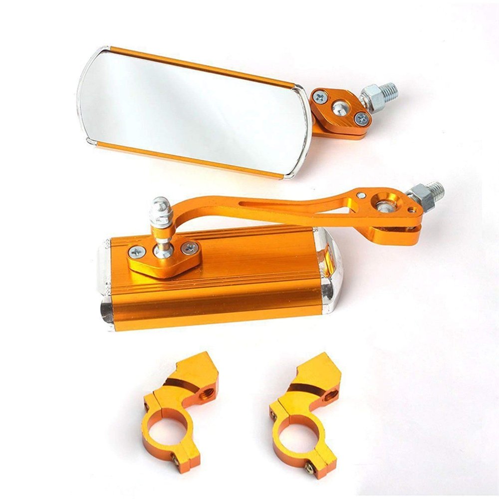 Bicycle Accessories 1 Pair Cycling Bicycle Rear View Mirror, Handlebar End Mirror Aluminum Alloy Lens Safety Side Bike Rearview Bike Parts (Color : Gold)