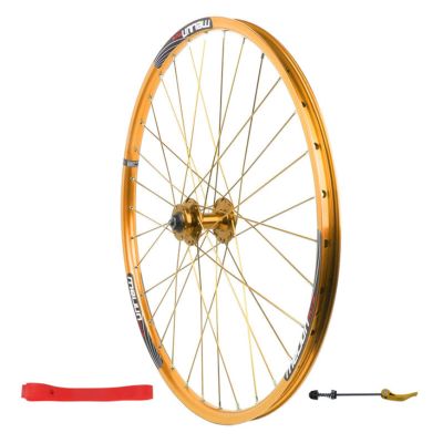 26in Front Wheel,Aluminum Alloy Double Wall Disc Brake 7/8/9/10 Speed Mountain Bicycle Single Wheel (Color : Yellow, Size : 26inch)