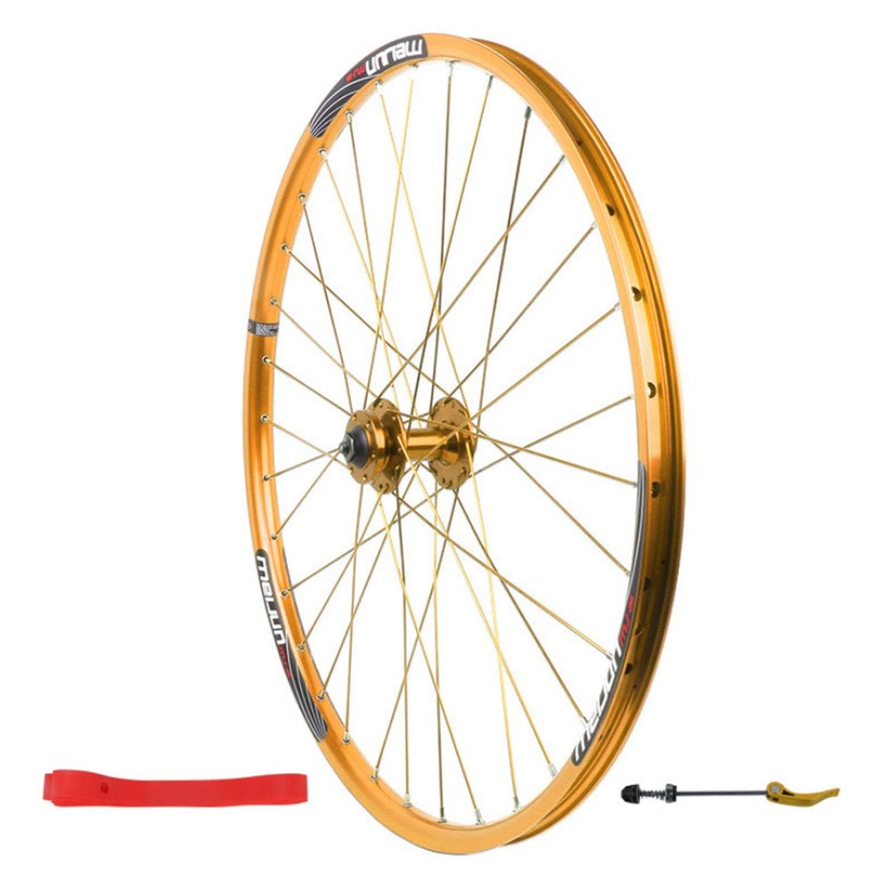 26in Front Wheel,Aluminum Alloy Double Wall Disc Brake 7/8/9/10 Speed Mountain Bicycle Single Wheel (Color : Yellow, Size : 26inch)