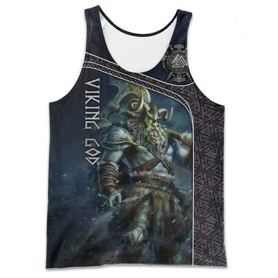WDBAYXH Mens Nordic Mythology Odin Viking Warrior Tattoo Tank Tops, Summer Vintage Realistic 3D Print Quick Dry Muscle Workout Shirt Athletic Vest, Sport Sleeveless Tees Tops,Warrior1,4XL