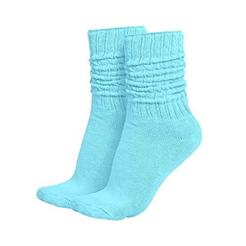 MDR Distributors MDRE Lightweight Slouch Socks for Women & Men  Soft Cotton Blend, Retro 80s Style, One Size (911), Made in USA, 1 Pair (US, Numeric, 9, 11, Regular, Regular, Light Blue)