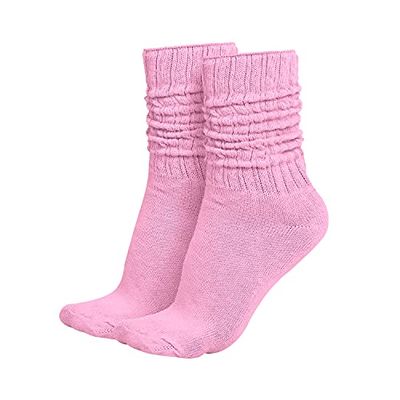MDR Distributors MDRE Lightweight Slouch Socks for Women & Men  Soft Cotton Blend, Retro 80s Style, One Size (911), Made in USA, 1 Pair (US, Numeric, 9, 11, Regular, Regular, Pink)