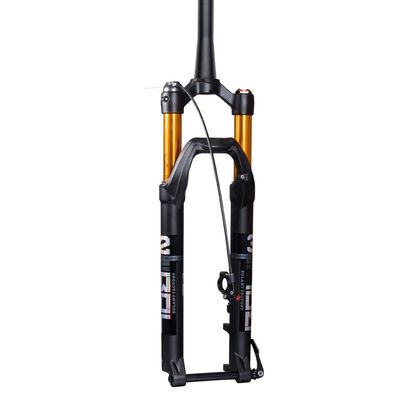 Jejy Manual Lockout/Remote Lockout Thru Axle 15mm Mountain Bike Suspension Forks 27.5inch 29inch, Ultralight Front Fork MTB Magnesium Alloy Tapered Tube (Color : Black Remote Lockout, Size : 29)