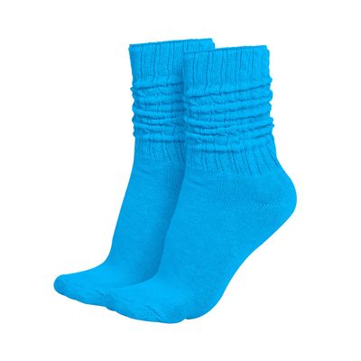 MDR Distributors MDRE Lightweight Slouch Socks for Women & Men Soft Cotton Blend, Retro 80s Style, One Size (911), Made in USA, 1 Pair (US, Numeric, 9, 11, Regular, Regular, Turqouise)