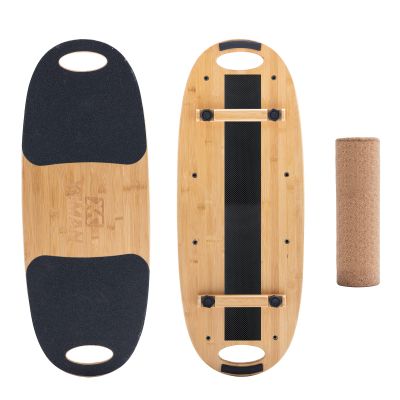 XCMAN Balance Board Surf Trainer with Adjustable Stoppers - 3 Different Distance Options Bamboo Balance Board for Surfing, Snowboarding, Skiing, Skateboarding, Yoga Training