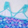 renvena Girl 2Pcs Mermaid Swimwear One Piece Tie-Dye Ruffle Sleeve Swim Leotard with Skirt Tankini Sets Blue 4 view 3