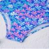 renvena Girl 2Pcs Mermaid Swimwear One Piece Tie-Dye Ruffle Sleeve Swim Leotard with Skirt Tankini Sets Blue 4 view 4