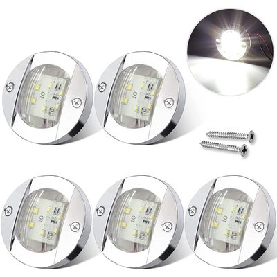 ALFU 5Pcs White DC 12V 3 Inch Round Marine Boat Interior Lights Transom Mount Led Stern Anchor Lights LED Night Fishing Lights IP67 Waterproof Deck LED Courtesy Light