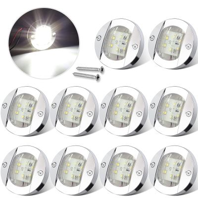 ALFU 10Pcs White DC 12V 3 Inch Round Marine Boat Interior Lights Transom Mount Led Stern Anchor Lights LED Night Fishing Lights IP67 Waterproof Deck LED Courtesy Light