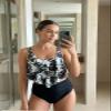 Edelqual Tankini Swimsuits for Women Plus Size Tummy Control Bathing Suit Two Piece Top Modest Full Coverage High Waisted Bikini Bottom Swimwear Set(Black Tie-dye L) view 4