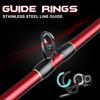 Sougayilang Fishing Rod, 30 Ton Carbon Fiber Sensitive 2Pc Baitcasting Rod & Spinning Rod for Freshwater or Saltwater, Tournament Quality Fishing Pole with 2 Tips for Bass-Red-6.9FT-Casting view 3
