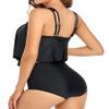 Edelqual Tankini Swimsuits for Women Plus Size Tummy Control Bathing Suit Two Piece Top Modest Full Coverage Conservative High Waisted Bikini Bottom(Black L) view 3