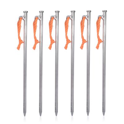 Boundless Voyage 6pcs/lot Titanium Alloy Tent Pegs Outdoor Camping Awning Tent Stakes Lightweight Hiking Climbing Tent Nail (24CM-Ti4015P)