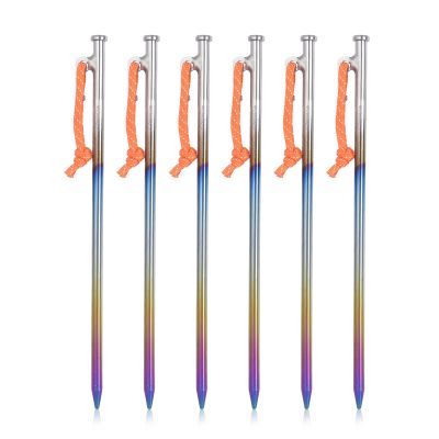 Boundless Voyage 6pcs/lot Titanium Alloy Tent Pegs Outdoor Camping Awning Tent Stakes Lightweight Hiking Climbing Tent Nail (24CM-Ti4016P)