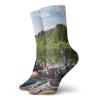 GULTMEE Funky Colorful Cushion Sport Socks,Fishing Tackle On A Pontoon Lake In The Woods Trees And Greenery Freshwater Hobby,Athletic Cushioned Running Performance Crew Socks For Men/Women, -12 inch view 1