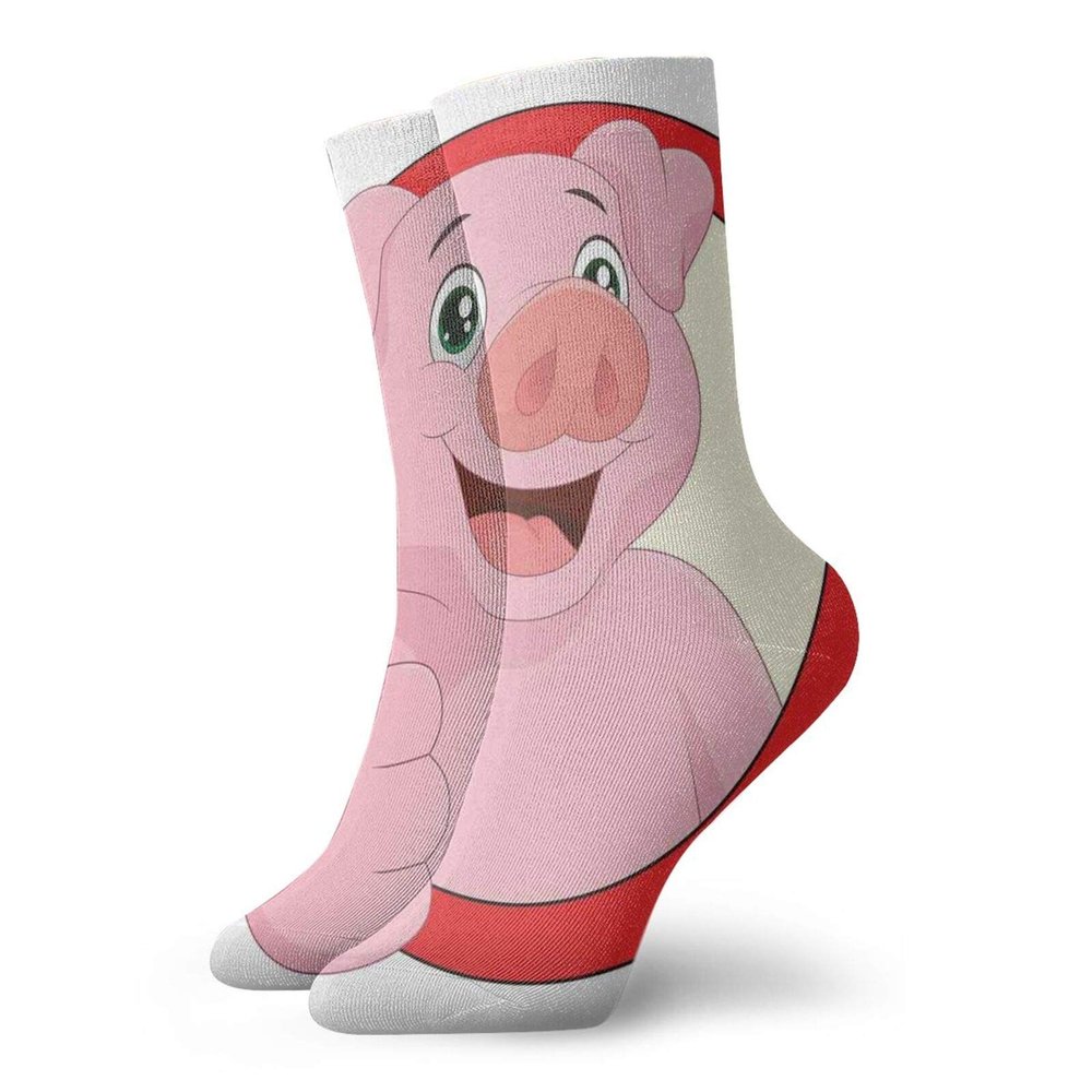 GULTMEE Funny Compression Socks Women and Men,Pig Mascot With Thumbs Up Animal Illustration With A Circular Frame,Best for Circulation,Running,Athletic,Nurse,Travel, -12 inch