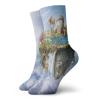 GULTMEE Funky Colorful Cushion Sport Socks,Island With Dragon Castle Tower Waterfall And Flipped Mountain Is Flying In Space,Athletic Cushioned Running Performance Crew Socks For Men/Women, -12 inch view 1